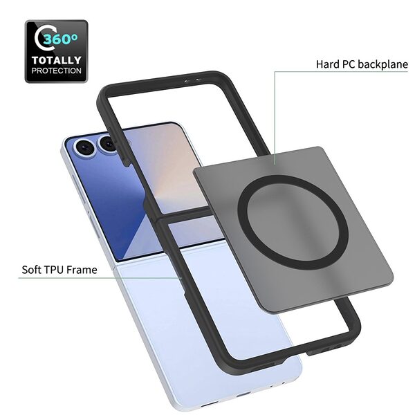 Θήκη Samsung Galaxy Z Flip7 5G OEM Shockproof συμβατό με MagSafe φορτιστή Πλάτη TPU μαύρο - Image 5