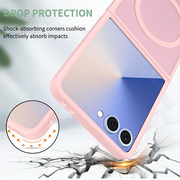Θήκη Samsung Galaxy Z Flip7 5G OEM Shockproof συμβατό με MagSafe φορτιστή Πλάτη TPU ροζ - Image 3