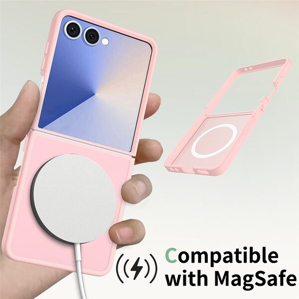 Θήκη Samsung Galaxy Z Flip7 5G OEM Shockproof συμβατό με MagSafe φορτιστή Πλάτη TPU ροζ - Image 4