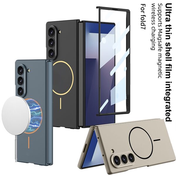 Θήκη Samsung Galaxy Z Fold7 5G GKK Premium κατασκευή συμβατή με ασύρματη φόρτιση MagSafe και ανθεκτικό PC υλικό, με λεπτή σχεδίαση και προστασία οθόνης από γυαλί μαύρο - Image 4