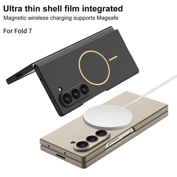 Θήκη Samsung Galaxy Z Fold7 5G GKK Premium κατασκευή συμβατή με ασύρματη φόρτιση MagSafe και ανθεκτικό PC υλικό, με λεπτή σχεδίαση και προστασία οθόνης από γυαλί μαύρο - Image 5