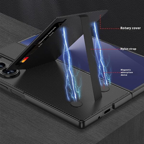 Θήκη Samsung Galaxy Z Fold7 5G GKK Premium Προστασία V2 carbon fiber texture με ενσωματωμένο σταντ και θωρακισμένο PC υλικό μαύρο - Image 3