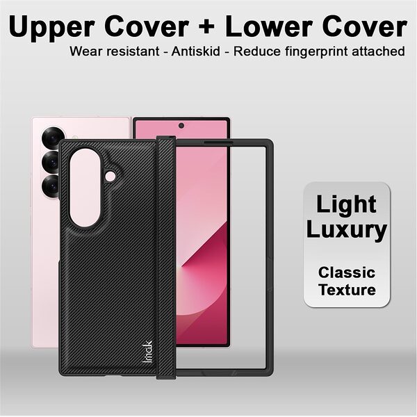 Θήκη Samsung Galaxy Z Fold7 5G IMAK Ruiyi Series με υφή Carbon Fiber από συνθετικό δέρμα και σκληρό πλαστικό μαύρο - Image 3