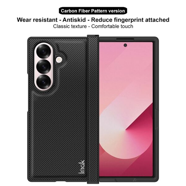 Θήκη Samsung Galaxy Z Fold7 5G IMAK Ruiyi Series με υφή Carbon Fiber από συνθετικό δέρμα και σκληρό πλαστικό μαύρο - Image 4