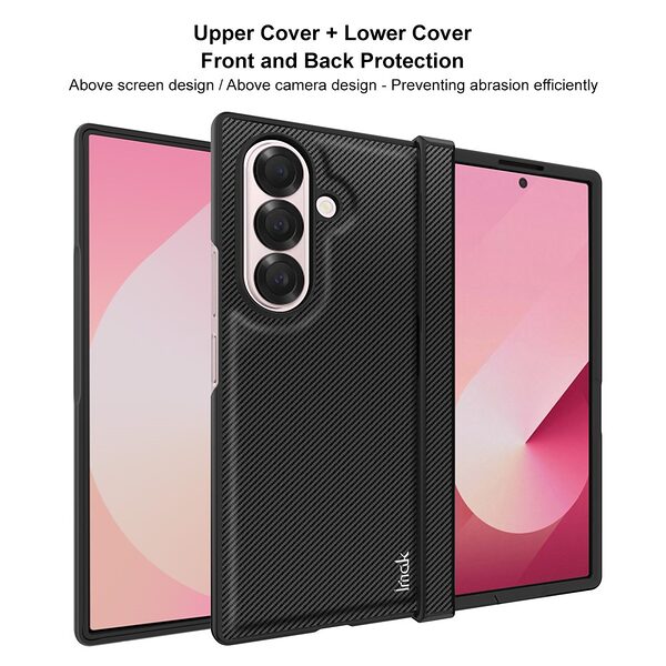 Θήκη Samsung Galaxy Z Fold7 5G IMAK Ruiyi Series με υφή Carbon Fiber από συνθετικό δέρμα και σκληρό πλαστικό μαύρο - Image 5