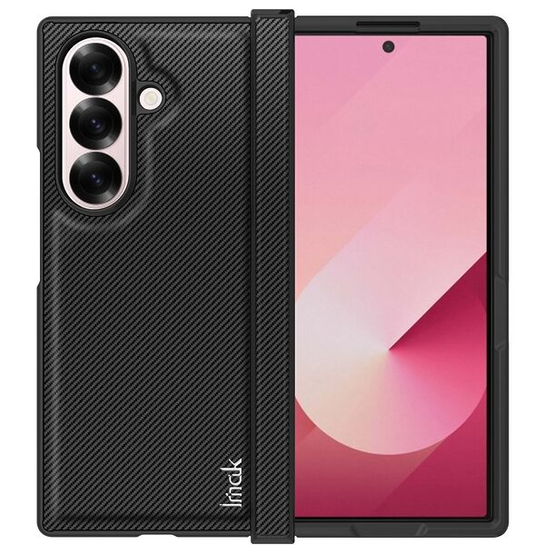 Θήκη Samsung Galaxy Z Fold7 5G IMAK Ruiyi Series με υφή Carbon Fiber από συνθετικό δέρμα και σκληρό πλαστικό μαύρο