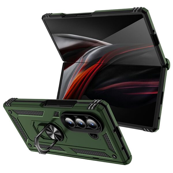 Θήκη Samsung Galaxy Z Fold7 5G Mad Mask Πλάτη Thin Armor με Μαγνητικό δαχτυλίδι και Βάση στήριξης TPU πράσινο σκούρο - Image 2