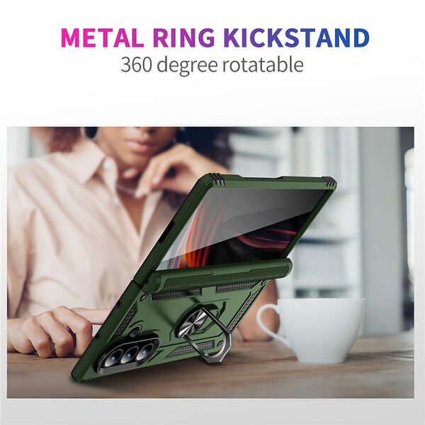Θήκη Samsung Galaxy Z Fold7 5G Mad Mask Πλάτη Thin Armor με Μαγνητικό δαχτυλίδι και Βάση στήριξης TPU πράσινο σκούρο - Image 3