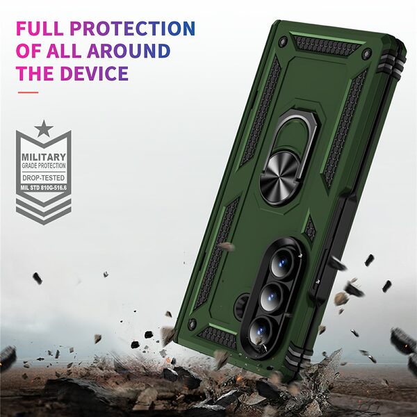 Θήκη Samsung Galaxy Z Fold7 5G Mad Mask Πλάτη Thin Armor με Μαγνητικό δαχτυλίδι και Βάση στήριξης TPU πράσινο σκούρο - Image 4