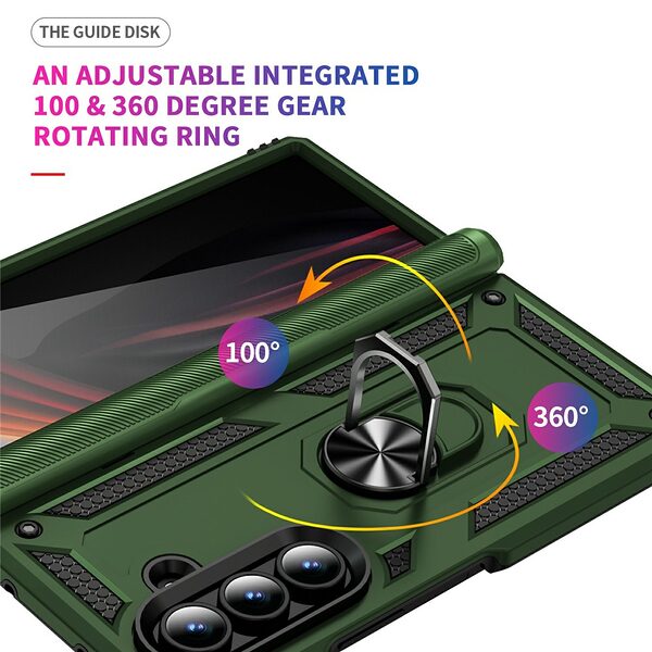 Θήκη Samsung Galaxy Z Fold7 5G Mad Mask Πλάτη Thin Armor με Μαγνητικό δαχτυλίδι και Βάση στήριξης TPU πράσινο σκούρο - Image 5