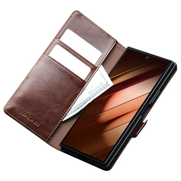 Θήκη Samsung Galaxy Z Fold7 5G QIALINO book v4 με μαγνητικό κούμπωμα από Premium αυθεντικό δέρμα Genuine Cowhide καφέ - Image 2
