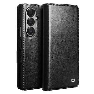 Θήκη Samsung Galaxy Z Fold7 5G QIALINO book v4 με μαγνητικό κούμπωμα από Premium αυθεντικό δέρμα Genuine Cowhide μαύρο