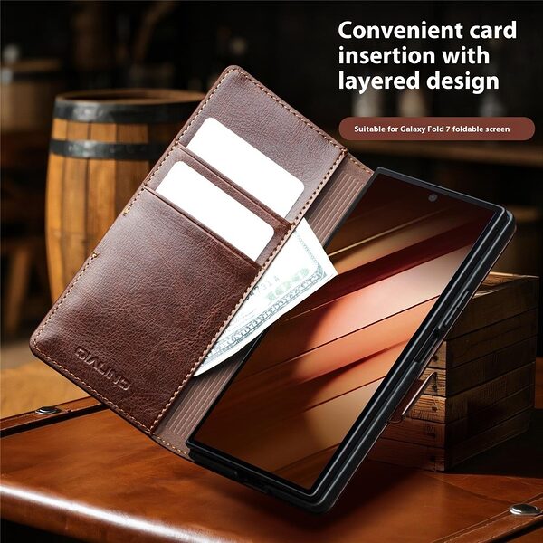 Θήκη Samsung Galaxy Z Fold7 5G QIALINO book v4 με μαγνητικό κούμπωμα από Premium αυθεντικό δέρμα Genuine Cowhide μαύρο - Image 4