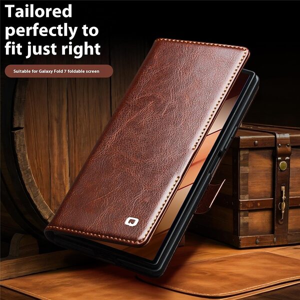 Θήκη Samsung Galaxy Z Fold7 5G QIALINO book v4 με μαγνητικό κούμπωμα από Premium αυθεντικό δέρμα Genuine Cowhide μαύρο - Image 5