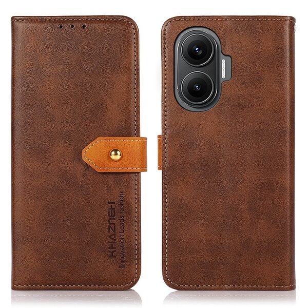 Θήκη Xiaomi Poco F7 5G KHAZNEH Leather Wallet Golden Clasp με βάση στήριξης