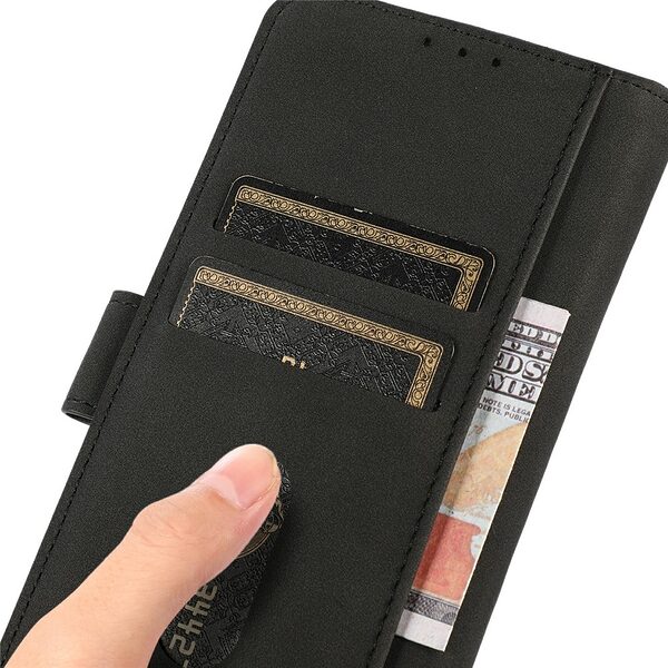 Θήκη Xiaomi Poco F7 5G KHAZNEH Litchi Skin Texture Leather με βάση στήριξης, υποδοχές καρτών και μαγνητικό κούμπωμα μαύρο - Image 5