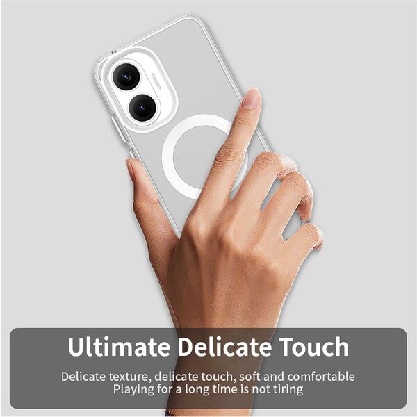 Θήκη Xiaomi Poco F7 5G Mad Mask Anti-Slip Shockproof συμβατό με MagSafe φορτιστή Transparent Πλάτη TPU λευκό - Image 4