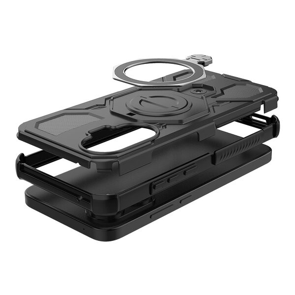 Θήκη Xiaomi Poco F7 5G Mad Mask Πλάτη Military Protection με Μαγνητικό δαχτυλίδι ,συμβατό με ασύρματη φόρτιση MagSafe και Βάση στήριξης TPU μαύρο - Image 3