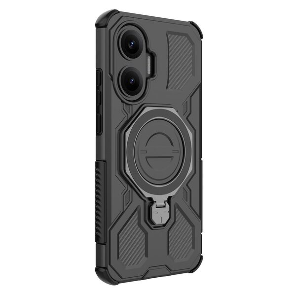 Θήκη Xiaomi Poco F7 5G Mad Mask Πλάτη Military Protection με Μαγνητικό δαχτυλίδι ,συμβατό με ασύρματη φόρτιση MagSafe και Βάση στήριξης TPU μαύρο - Image 4