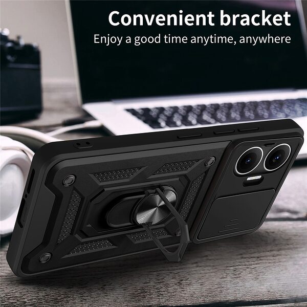 Θήκη Xiaomi Poco F7 5G Mad Mask Camshield Armor Guard v3 Πλάτη με προστασία για την κάμερα, Kickstand και Βάση στήριξης από σκληρό Premium TPU μαύρο - Image 5