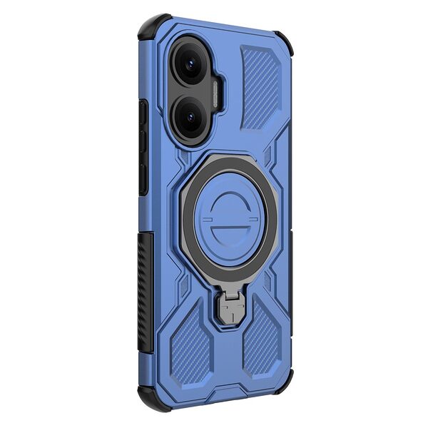 Θήκη Xiaomi Poco F7 5G Mad Mask Πλάτη Military Protection με Μαγνητικό δαχτυλίδι ,συμβατό με ασύρματη φόρτιση MagSafe και Βάση στήριξης TPU μπλε σκούρο - Image 5