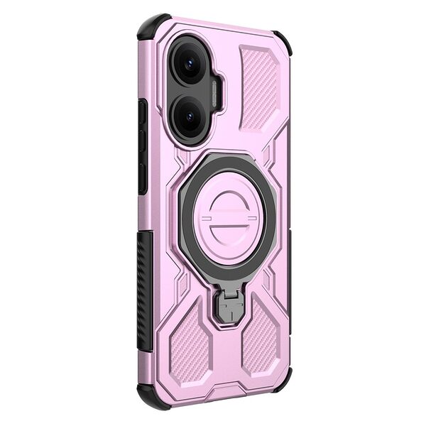 Θήκη Xiaomi Poco F7 5G Mad Mask Πλάτη Military Protection με Μαγνητικό δαχτυλίδι ,συμβατό με ασύρματη φόρτιση MagSafe και Βάση στήριξης TPU ροζ - Image 4