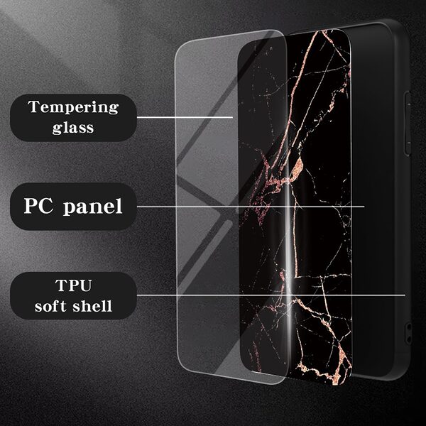 Θήκη Xiaomi Poco F7 5G OEM σχέδιο Marble με Πλάτη Tempered Glass TPU λευκό - Image 3