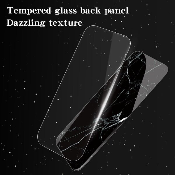 Θήκη Xiaomi Poco F7 5G OEM σχέδιο Marble με Πλάτη Tempered Glass TPU μαύρο - Image 4