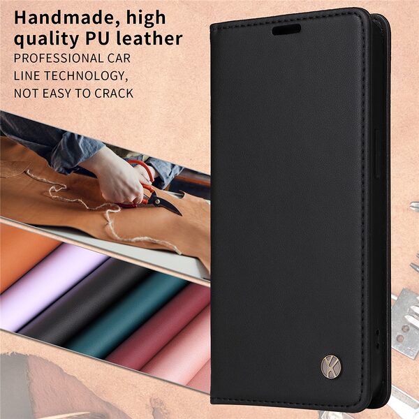 Θήκη Xiaomi Poco F7 5G YIKATU Folio Series με βάση στήριξης, υποδοχή καρτών και μαγνητικό κούμπωμα Flip Wallet από συνθετικό δέρμα και TPU μαύρο - Image 4