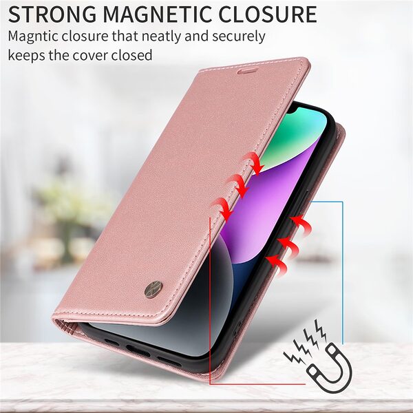 Θήκη Xiaomi Poco F7 5G YIKATU Folio Series με βάση στήριξης, υποδοχή καρτών και μαγνητικό κούμπωμα Flip Wallet από συνθετικό δέρμα και TPU ροζ - Image 4