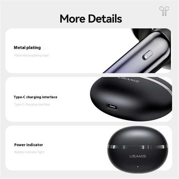 Ασύρματα Ακουστικά  Bluetooth USAMS In Ear Echo E02 Series Dual-mic με ANC + ENC και πρωτόκολλο σύνδεσης BT5.3 λευκό - Image 6