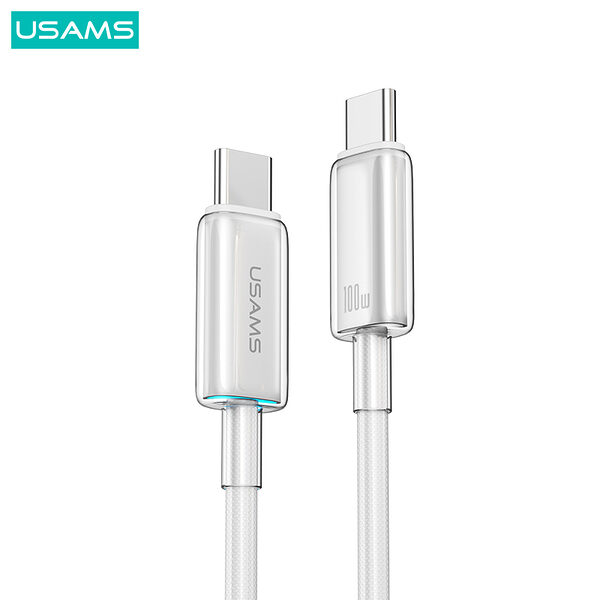 Καλώδιο φόρτισης και data USAMS Cloud Series φωτιζόμενο Aluminum Alloy Type-C σε Type-C PD 100W 1.2m (SJ660USB01) μαύρο