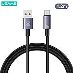 Καλώδιο φόρτισης fast charging και data USAMS Sufeng Series Aluminum Alloy USB-A σε Type-C 3A 1.2m (SJ663USB01) γκρι