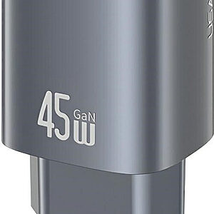 USAMS T66 επιτοίχιος φορτιστής GaN Fast Charger 45W με 2 x Type-C (CC305TC01) - γκρι