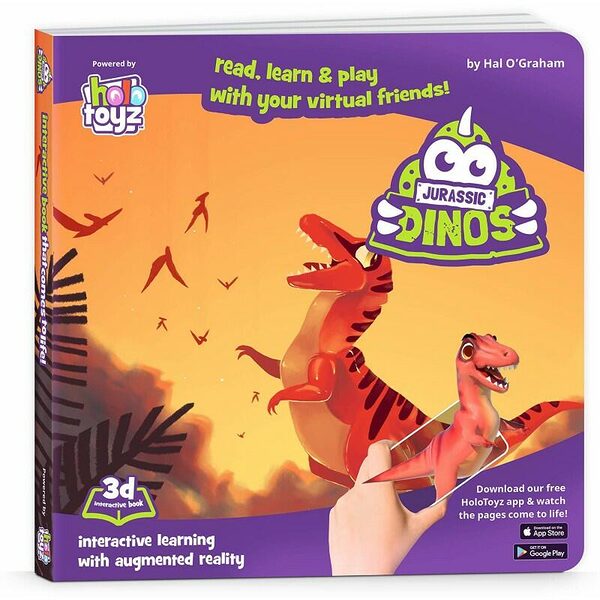 HoloToyz - Jurassic Dinos Interactive 4D AR Book Βιβλίο Επαυξημένης πραγματικότητας με εικόνες που ζωντανεύουν σε κινούμενα σχέδια - Image 1
