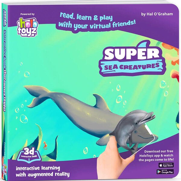 HoloToyz - Super Sea Creatures Interactive 4D AR Book Βιβλίο Επαυξημένης πραγματικότητας με εικόνες που ζωντανεύουν σε κινούμενα σχέδια - Image 1