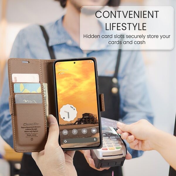 Θήκη Google Pixel 10 Pro 5G / 10 5G / 9 Pro 5G / 9 5G - CASEME 023 - Flip Πορτοφόλι από Συνθετικό Δέρμα (PU) - Καφέ - RFID/Wallet - Εικόνα 2
