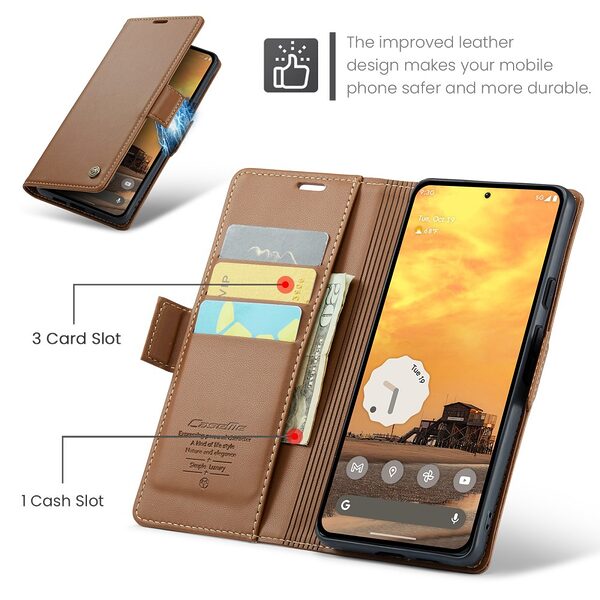 Θήκη Google Pixel 10 Pro 5G / 10 5G / 9 Pro 5G / 9 5G - CASEME 023 - Flip Πορτοφόλι από Συνθετικό Δέρμα (PU) - Καφέ - RFID/Wallet - Εικόνα 7