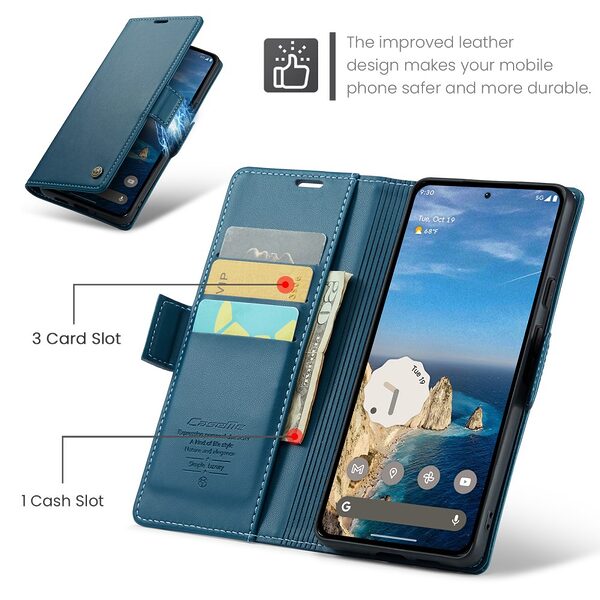 Θήκη Google Pixel 10 Pro 5G / 10 5G / 9 Pro 5G / 9 5G - CASEME 023 - Flip Πορτοφόλι από Συνθετικό Δέρμα (PU) - Μπλε - RFID/Wallet - Εικόνα 7