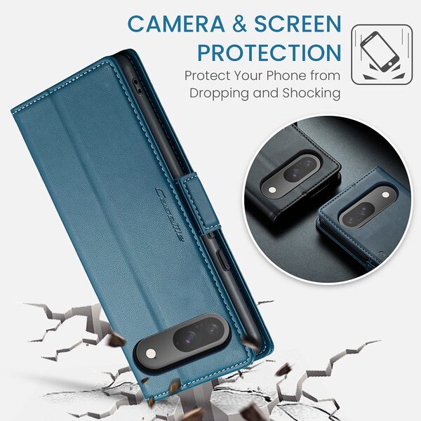 Θήκη Google Pixel 10 Pro 5G / 10 5G / 9 Pro 5G / 9 5G - CASEME 023 - Flip Πορτοφόλι από Συνθετικό Δέρμα (PU) - Μπλε - RFID/Wallet - Εικόνα 9