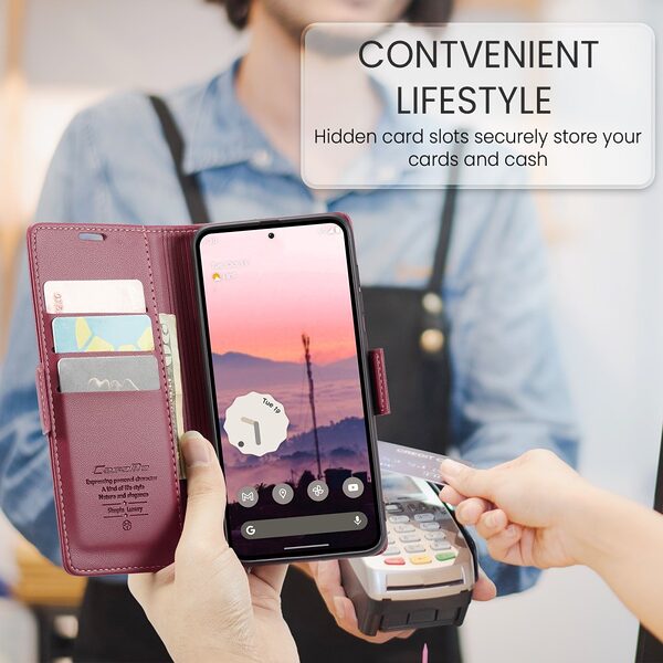 Θήκη Google Pixel 10 Pro 5G / 10 5G / 9 Pro 5G / 9 5G - CASEME 023 - Flip Πορτοφόλι από Συνθετικό Δέρμα (PU) - Κόκκινο - RFID/Wallet - Εικόνα 2