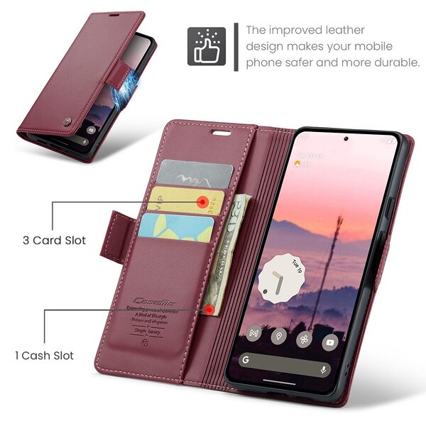 Θήκη Google Pixel 10 Pro 5G / 10 5G / 9 Pro 5G / 9 5G - CASEME 023 - Flip Πορτοφόλι από Συνθετικό Δέρμα (PU) - Κόκκινο - RFID/Wallet - Εικόνα 7