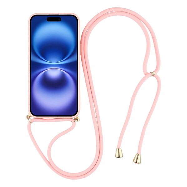 Θήκη iPhone 17 - OEM - Πλάτη από Οικολογικό Άχυρο Σιταριού και TPU - Ροζ - Λουράκι - Εικόνα 2