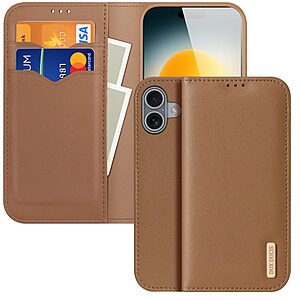Θήκη iPhone 17 - DUX DUCIS Hivo Series - Flip Πορτοφόλι από Αυθεντικό Δέρμα - Καφέ - RFID/Wallet/Stand