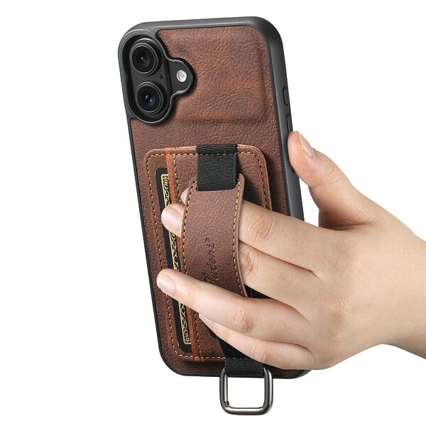 Θήκη iPhone 17 - SUTENI H13 - Πλάτη από Συνθετικό Δέρμα (PU) με TPU - Καφέ - Wallet/Stand - Εικόνα 3
