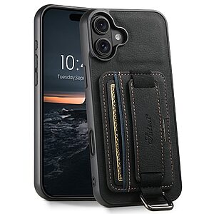 Θήκη iPhone 17 - SUTENI H13 - Πλάτη από Συνθετικό Δέρμα (PU) με TPU - Μαύρο - Wallet/Stand