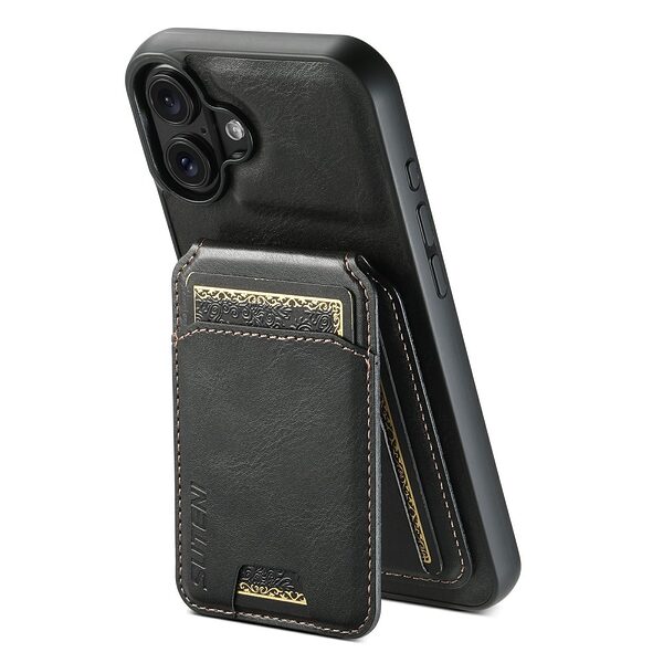 Θήκη iPhone 17 - SUTENI H02 - Πλάτη από Συνθετικό Δέρμα (PU) με TPU - Μαύρο - Wallet/Stand - Εικόνα 3