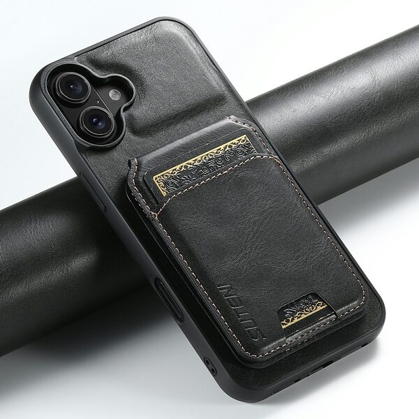Θήκη iPhone 17 - SUTENI H02 - Πλάτη από Συνθετικό Δέρμα (PU) με TPU - Μαύρο - Wallet/Stand - Εικόνα 5
