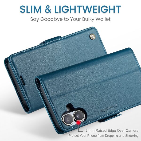 Θήκη iPhone 17 - CASEME 023 - Flip Πορτοφόλι από Συνθετικό Δέρμα (PU) με TPU - Μπλε - RFID/Wallet/Stand - Εικόνα 9