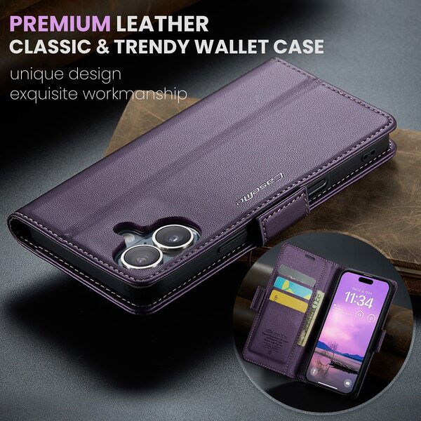 Θήκη iPhone 17 - CASEME 023 - Flip Πορτοφόλι από Συνθετικό Δέρμα (PU) με TPU - Μωβ - RFID/Wallet/Stand - Εικόνα 8